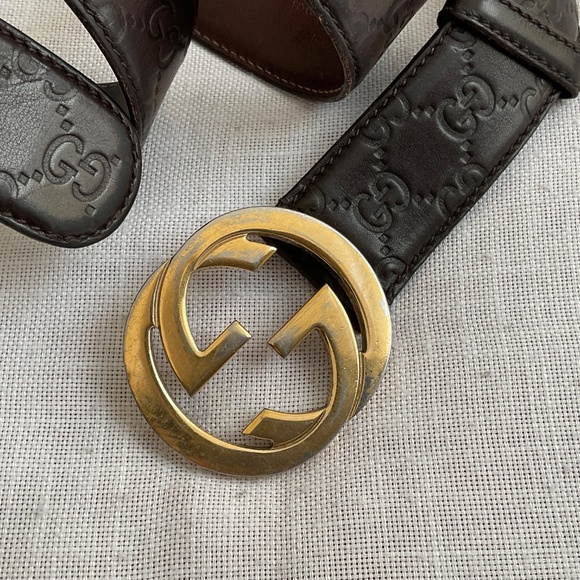 Gucci Guccissima Embossed Brown Leather Gg Marmont Belt Size 90/36 Made in Italy - Picture 12 of 13